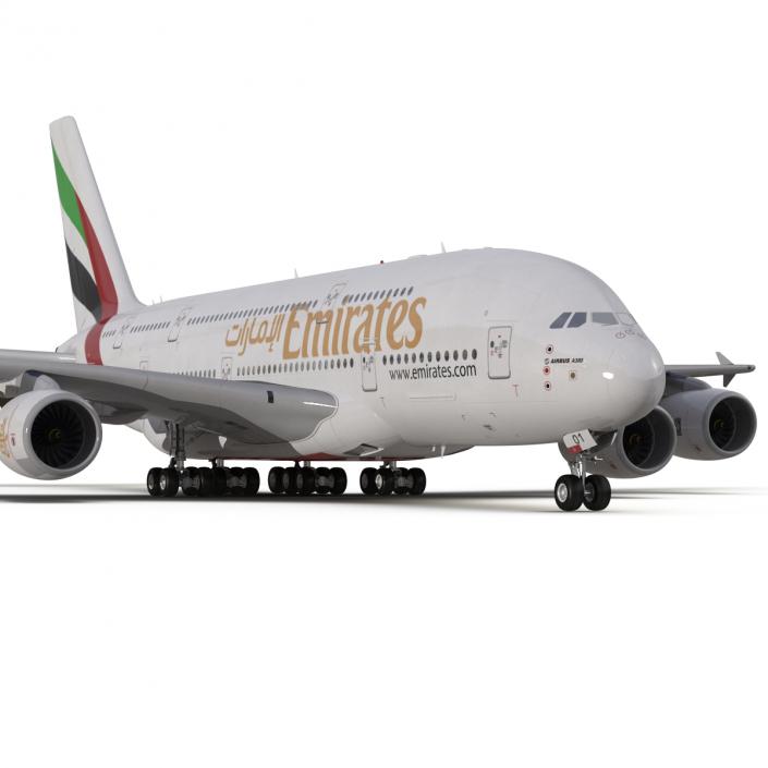 3D Airbus A380-800 Emirates Rigged