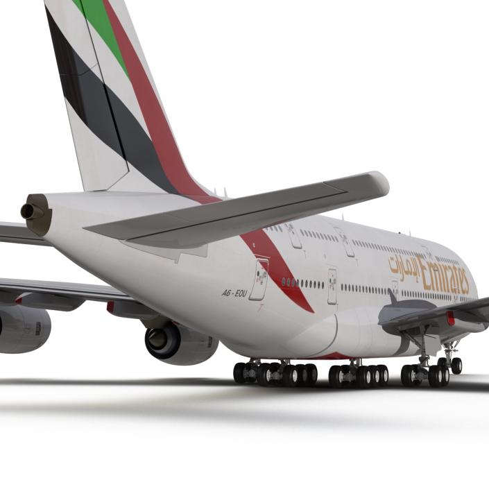 3D Airbus A380-800 Emirates Rigged