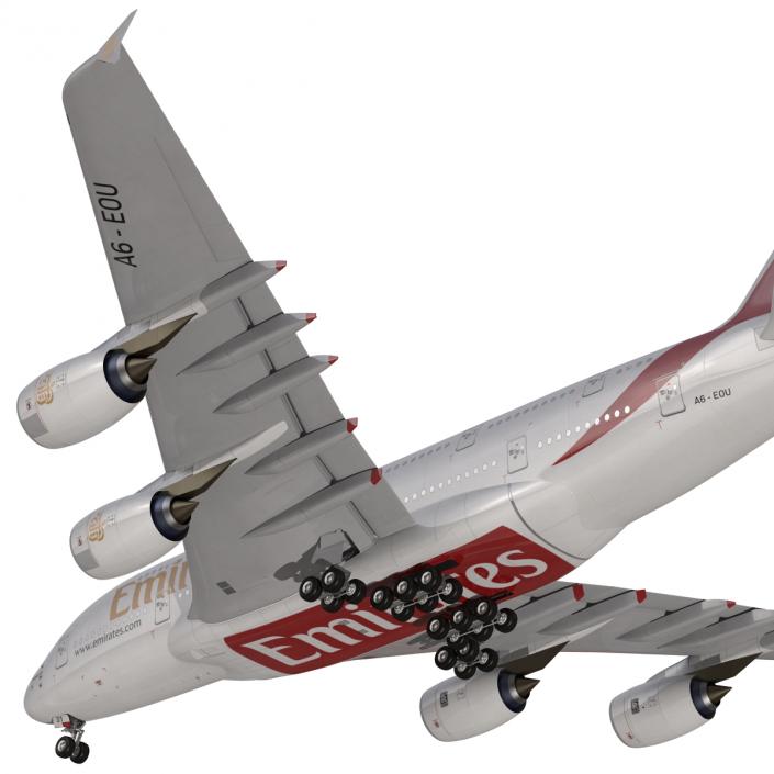 3D Airbus A380-800 Emirates Rigged