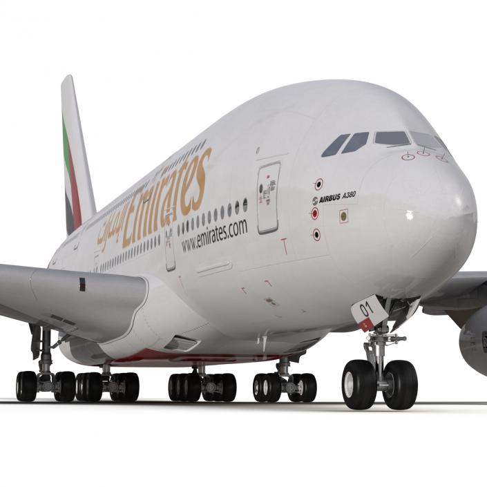 3D Airbus A380-800 Emirates Rigged