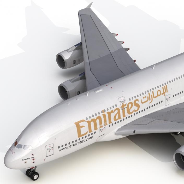 3D Airbus A380-800 Emirates Rigged