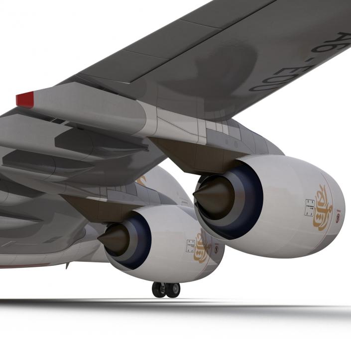 3D Airbus A380-800 Emirates Rigged