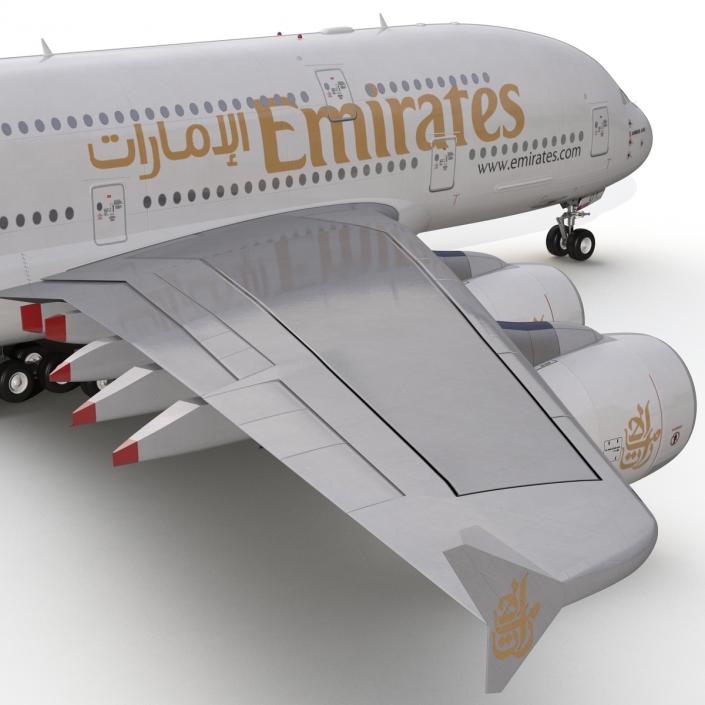 3D Airbus A380-800 Emirates Rigged