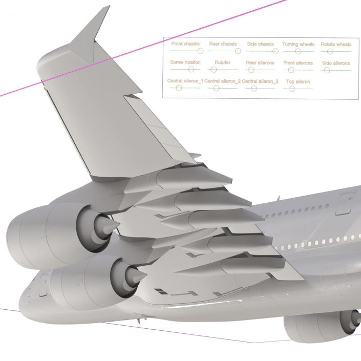 3D Airbus A380-800 Emirates Rigged