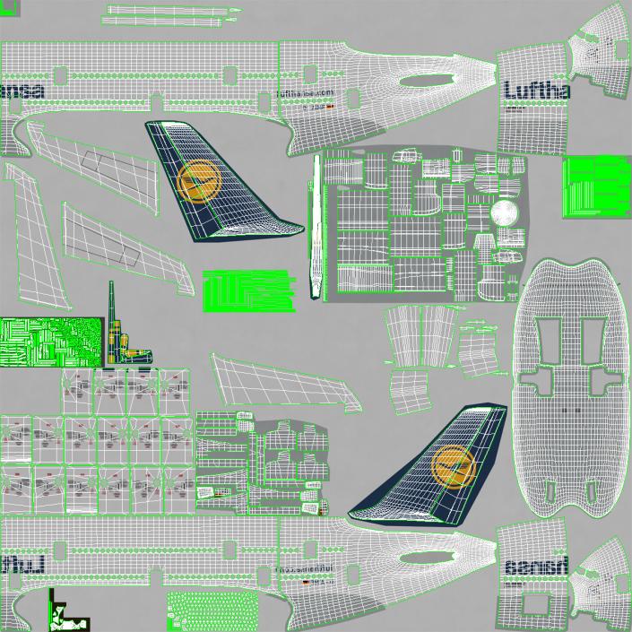 Airbus A380-800 Lufthansa Rigged 3D