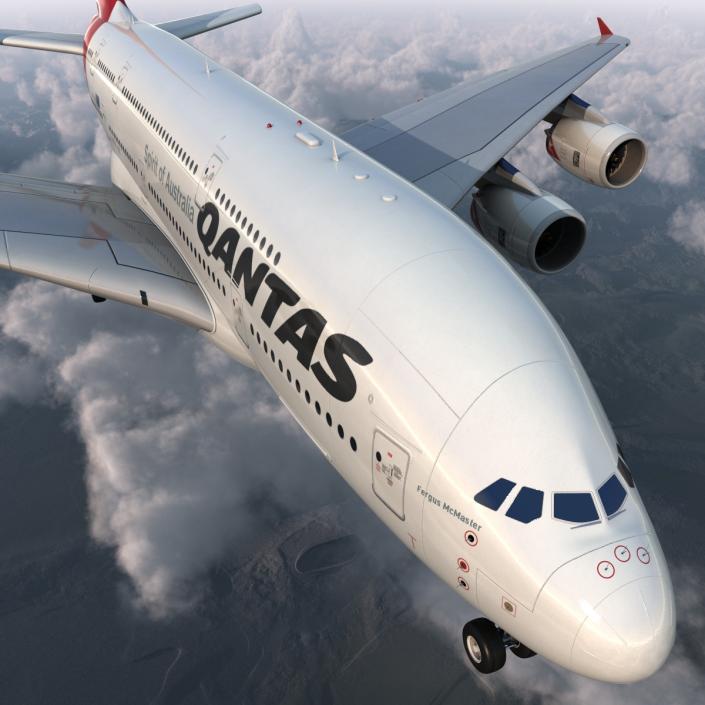 Airbus A380-800 Qantas Rigged 3D model