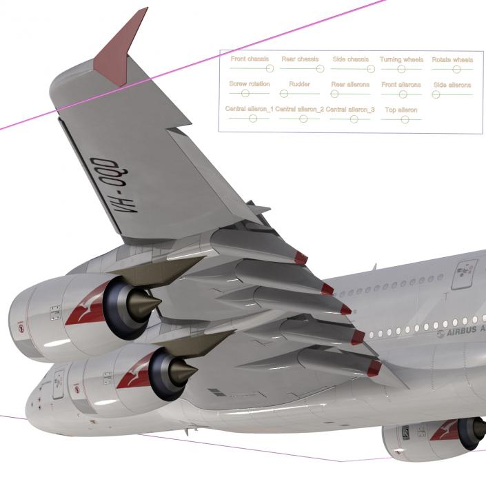 Airbus A380-800 Qantas Rigged 3D model