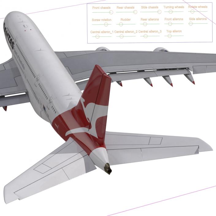 Airbus A380-800 Qantas Rigged 3D model