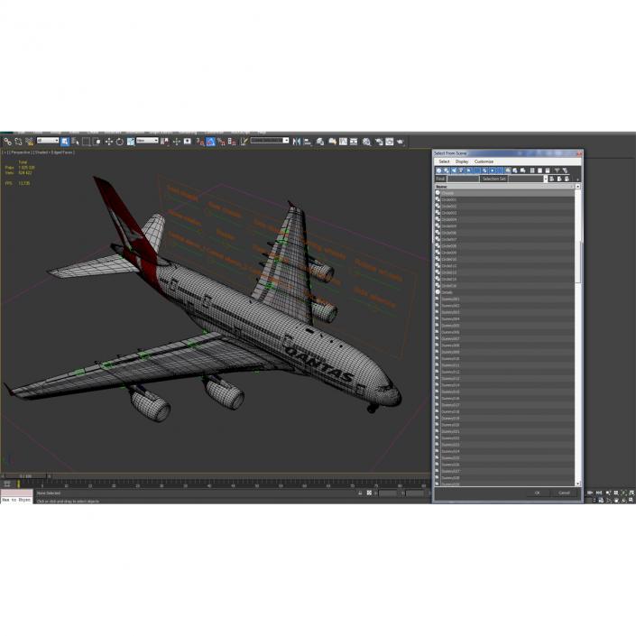 Airbus A380-800 Qantas Rigged 3D model