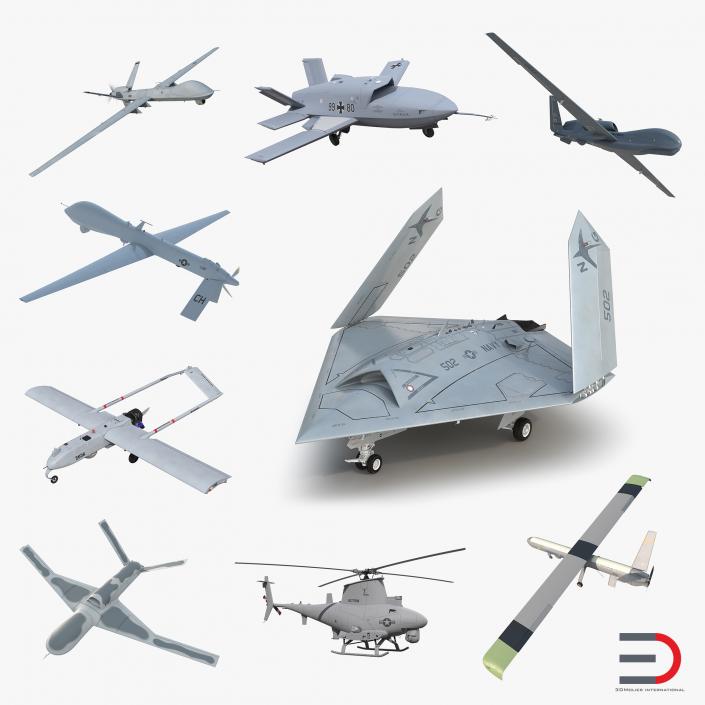 3D UAV Rigged 3 Collection model