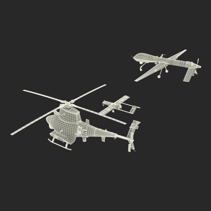 3D UAV Rigged 3 Collection model