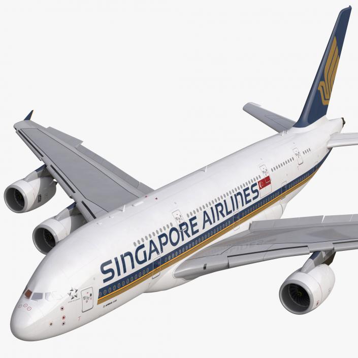 3D Airbus A380-800 Singapore Airlines Rigged