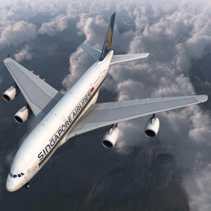 3D Airbus A380-800 Singapore Airlines Rigged