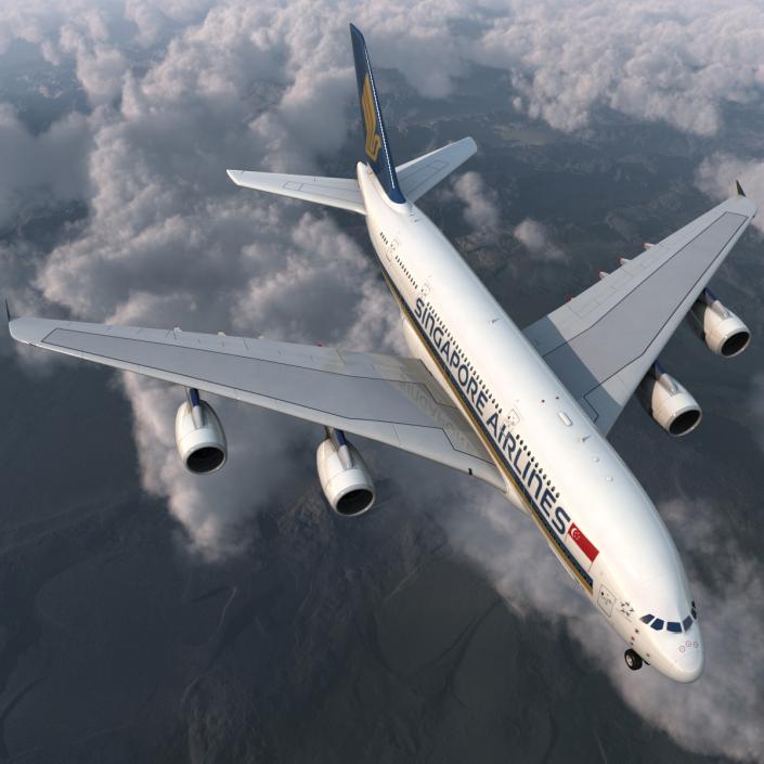 3D Airbus A380-800 Singapore Airlines Rigged