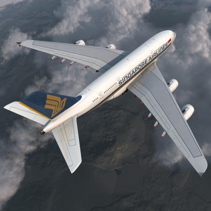 3D Airbus A380-800 Singapore Airlines Rigged