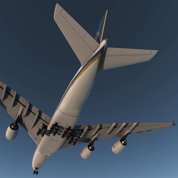 3D Airbus A380-800 Singapore Airlines Rigged