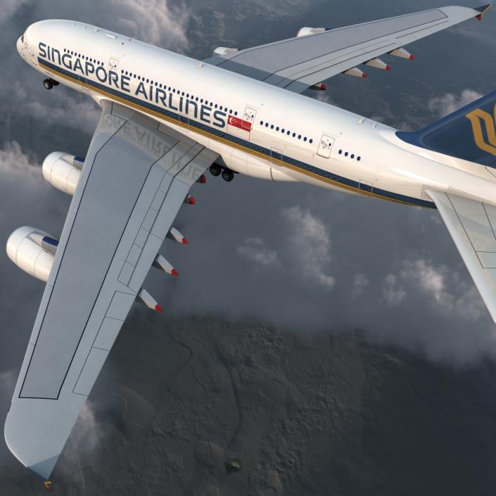 3D Airbus A380-800 Singapore Airlines Rigged