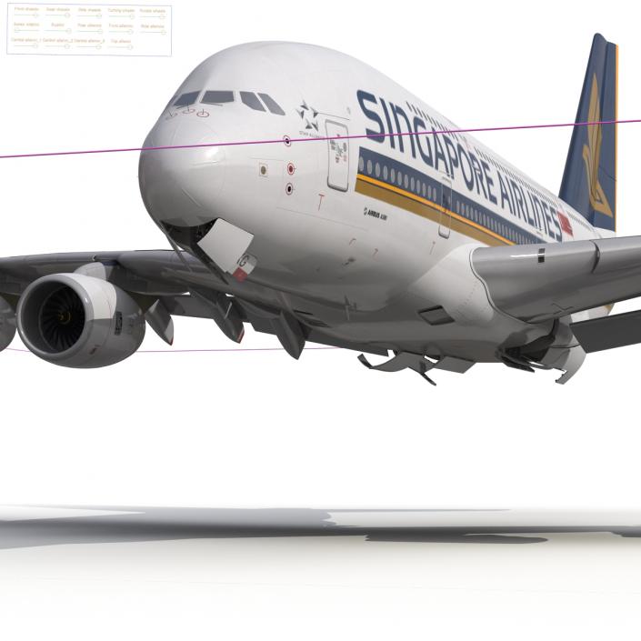 3D Airbus A380-800 Singapore Airlines Rigged