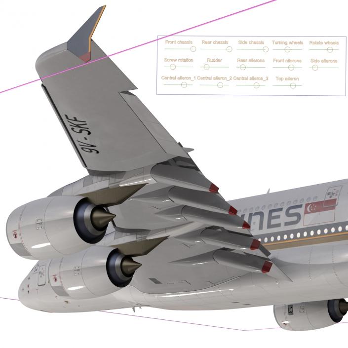 3D Airbus A380-800 Singapore Airlines Rigged