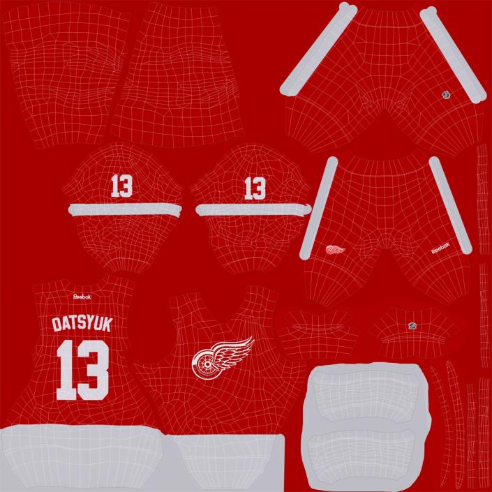 Hockey Equipment Detroit Red Wings 3D model