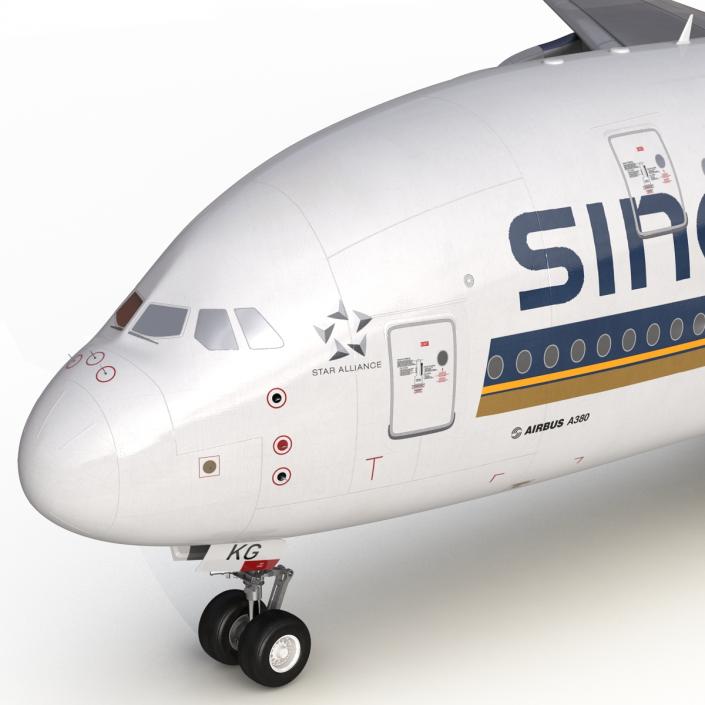 3D Airbus A380-900 Singapore Airlines Rigged