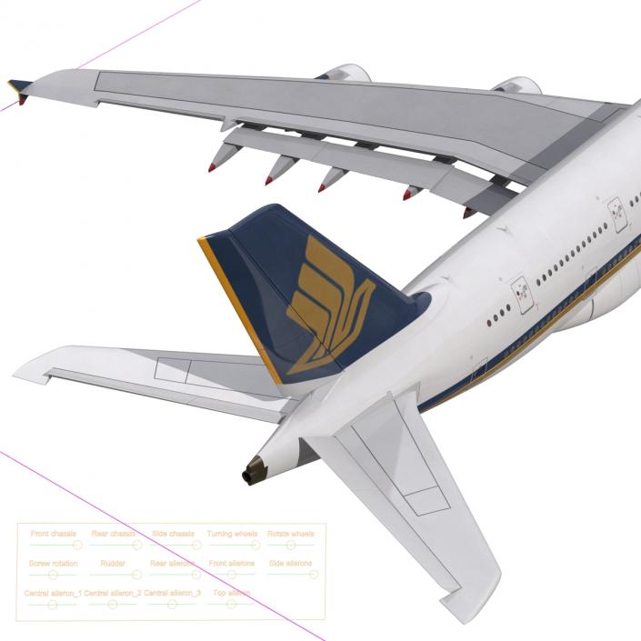 3D Airbus A380-900 Singapore Airlines Rigged