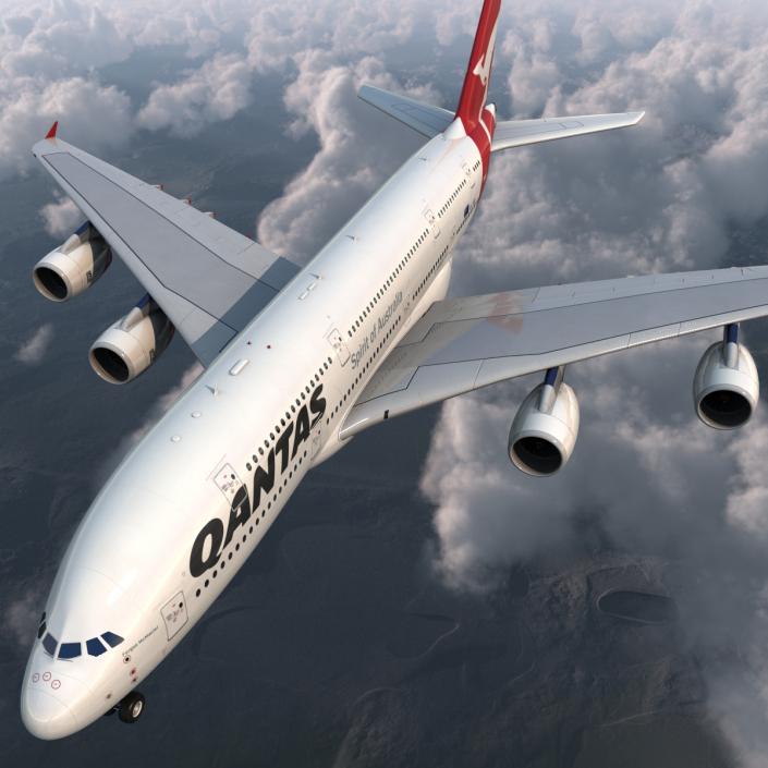 Airbus A380-900 Qantas Rigged 3D model