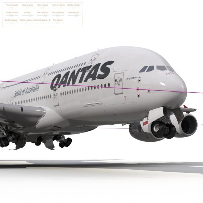 Airbus A380-900 Qantas Rigged 3D model