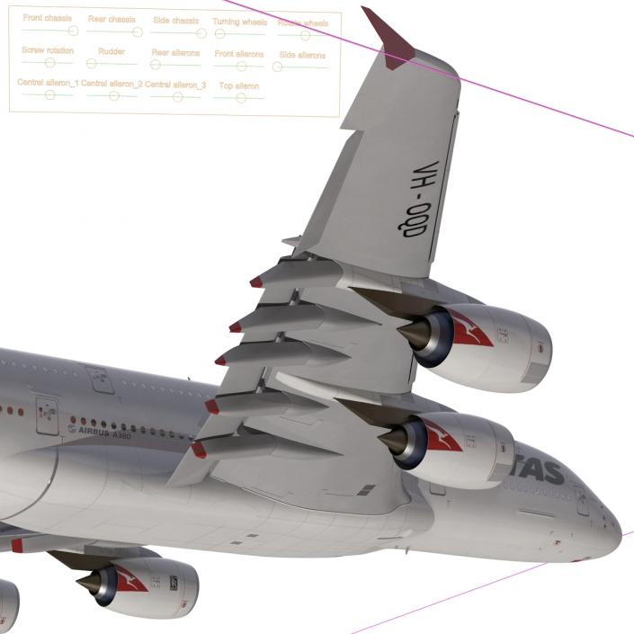 Airbus A380-900 Qantas Rigged 3D model