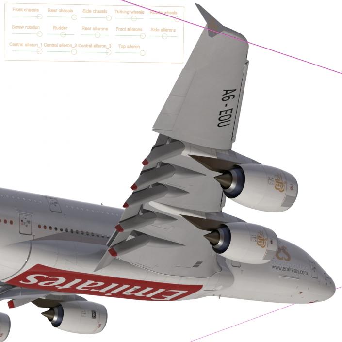 3D Airbus A380-900 Emirates Rigged