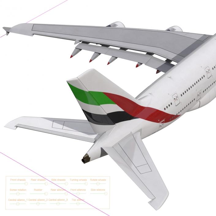 3D Airbus A380-900 Emirates Rigged