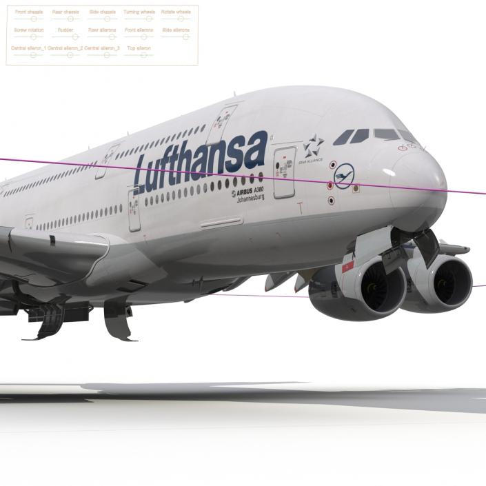 Airbus A380-900 Lufthansa Rigged 3D