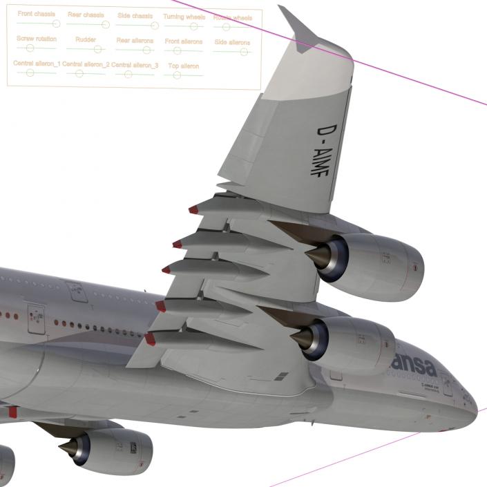 Airbus A380-900 Lufthansa Rigged 3D