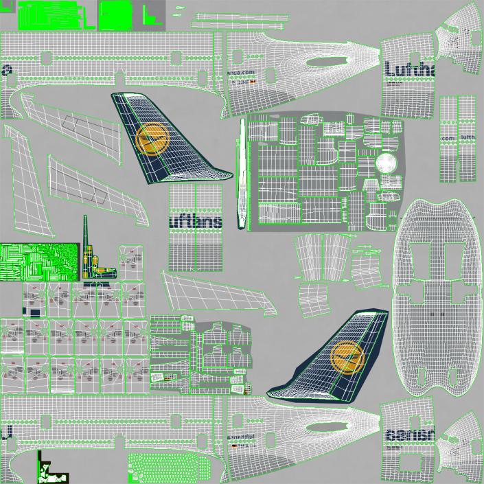 Airbus A380-900 Lufthansa Rigged 3D