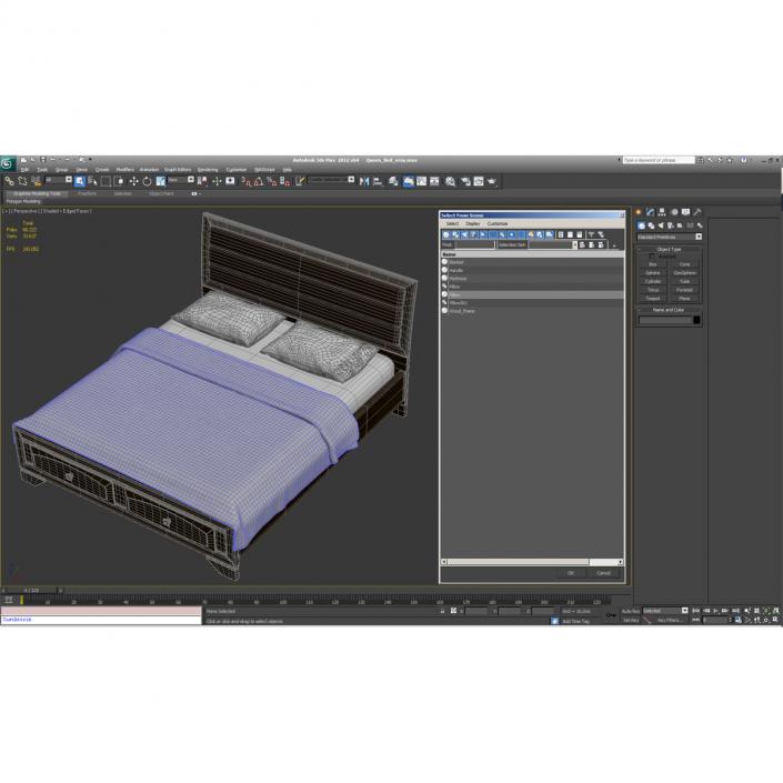 Queen Bed 3D model