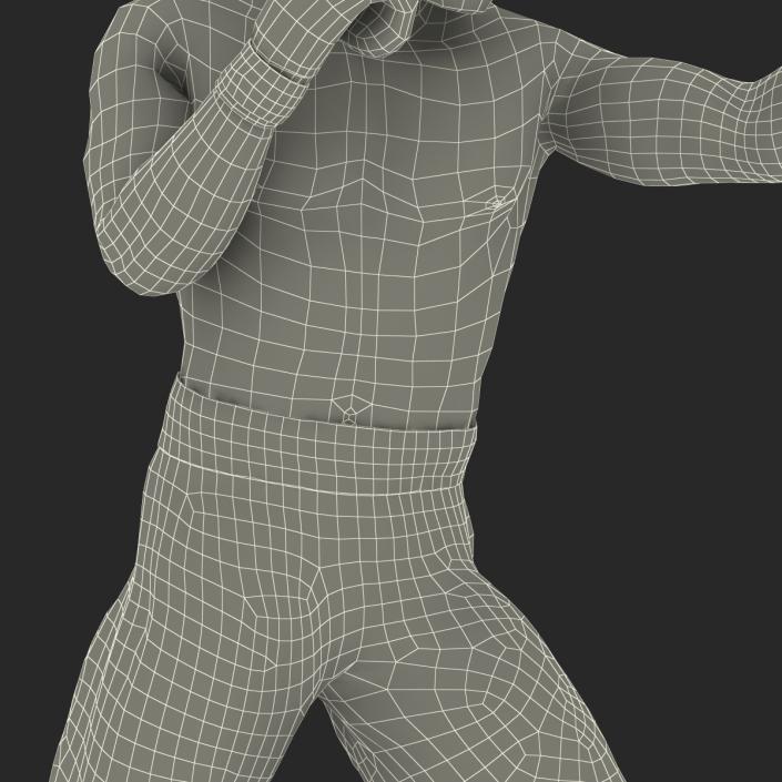 3D African American Boxer Red Suit Pose 3 model