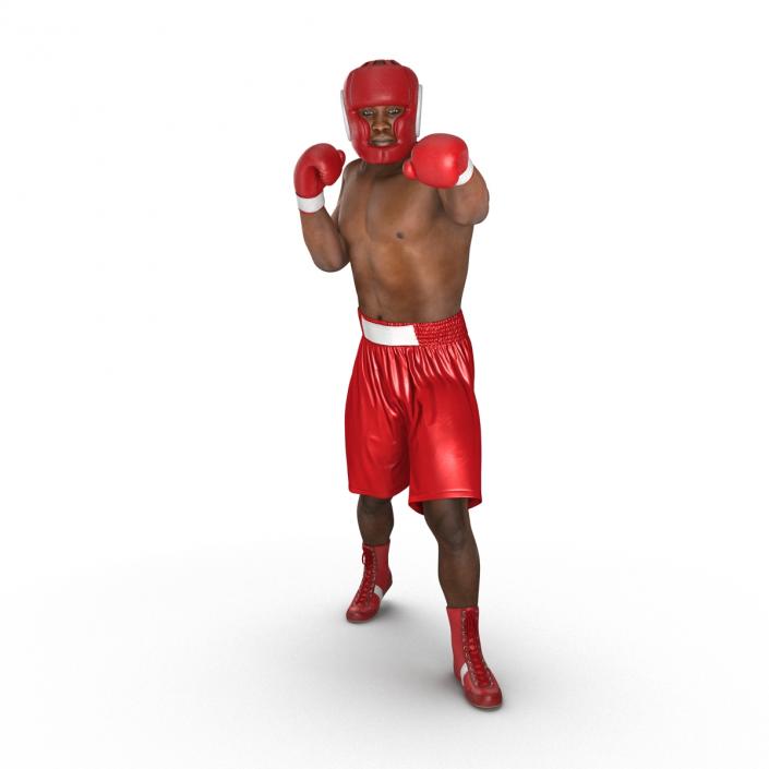 3D African American Boxer Red Suit Pose 3 model