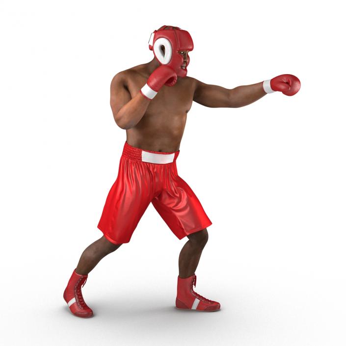 3D African American Boxer Red Suit Pose 3 model