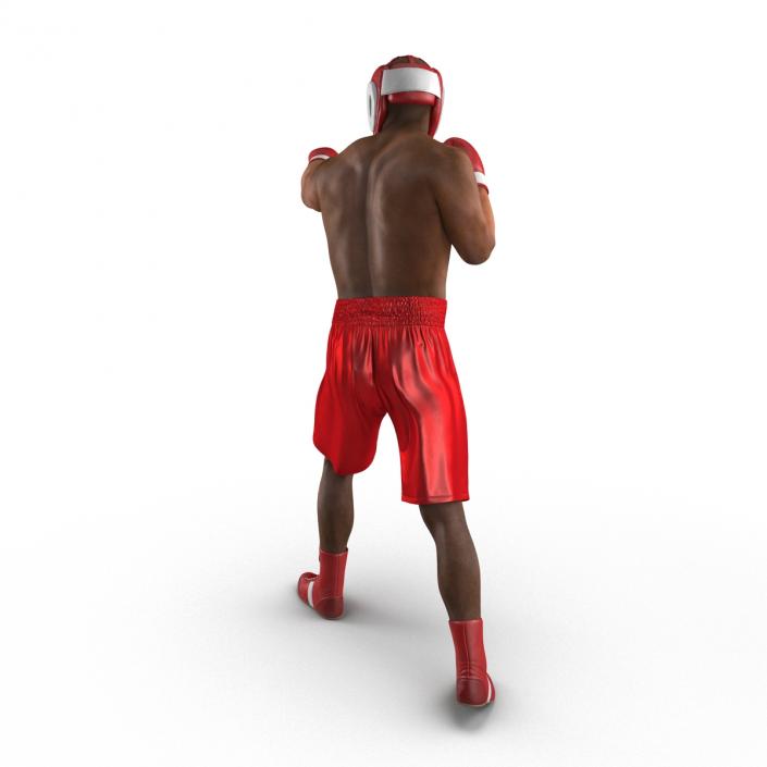 3D African American Boxer Red Suit Pose 3 model