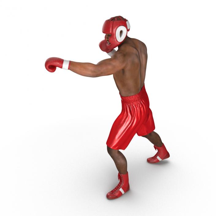 3D African American Boxer Red Suit Pose 3 model