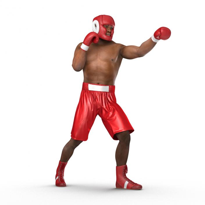 3D African American Boxer Red Suit Pose 3 model