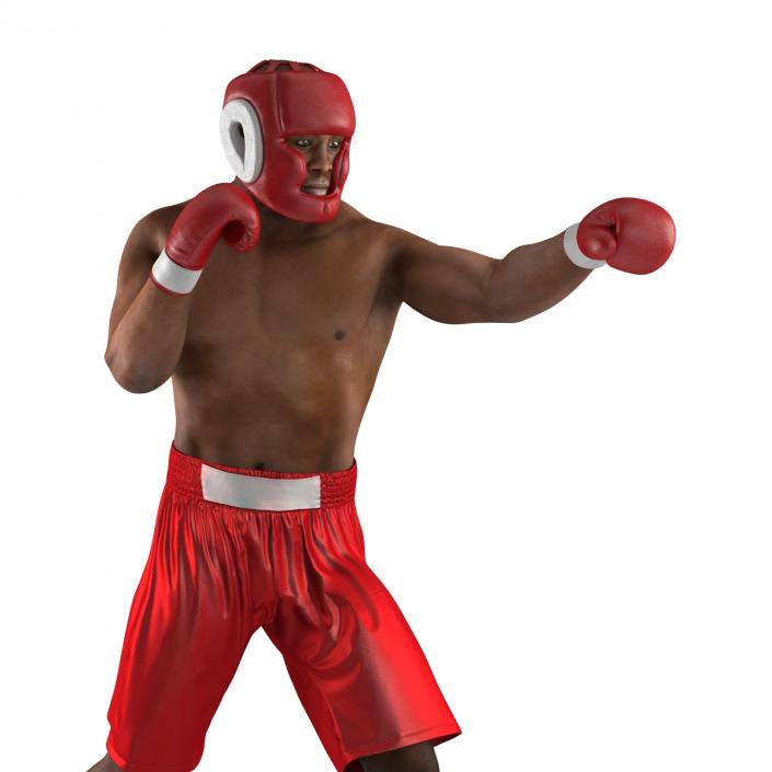 3D African American Boxer Red Suit Pose 3 model