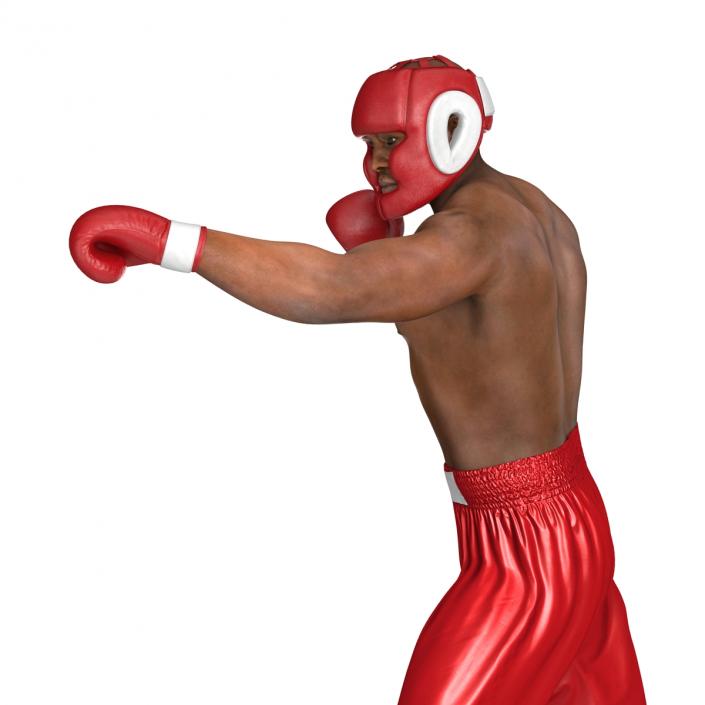 3D African American Boxer Red Suit Pose 3 model