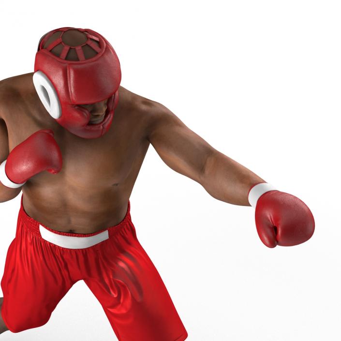 3D African American Boxer Red Suit Pose 3 model