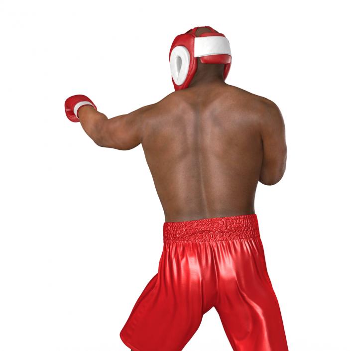 3D African American Boxer Red Suit Pose 3 model