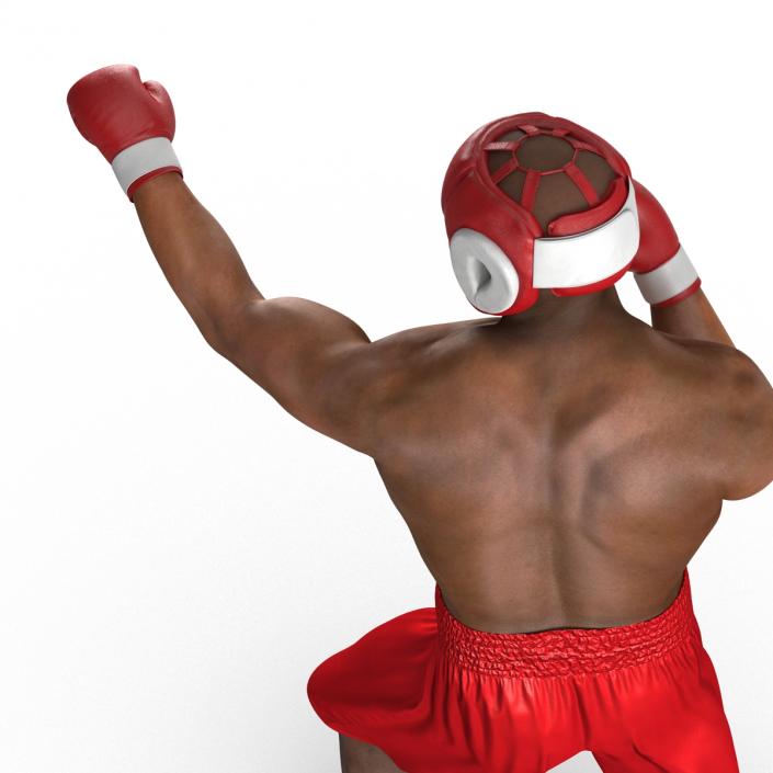 3D African American Boxer Red Suit Pose 3 model