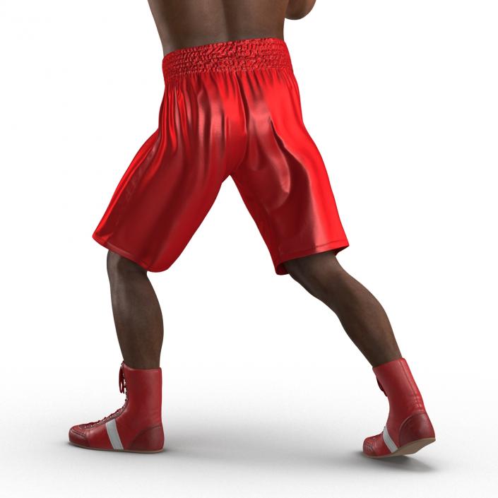 3D African American Boxer Red Suit Pose 3 model