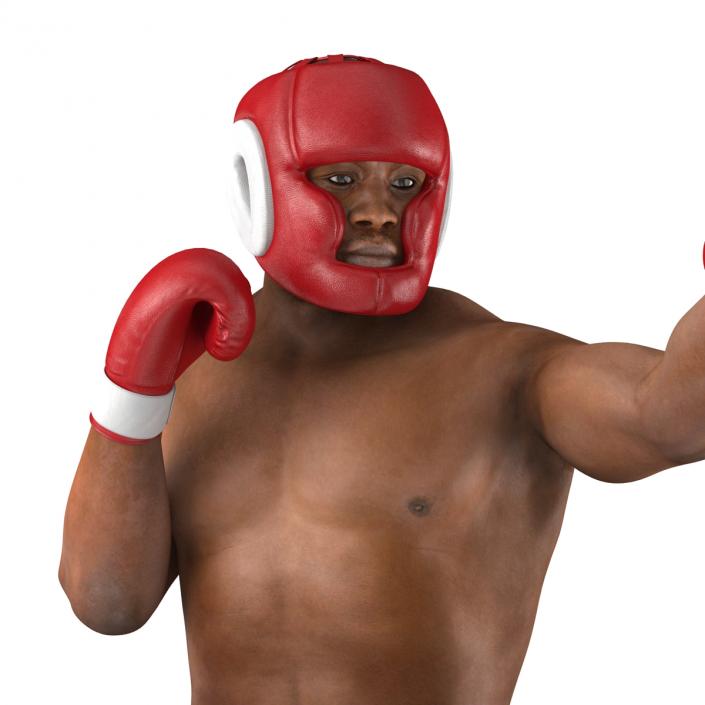 3D African American Boxer Red Suit Pose 3 model