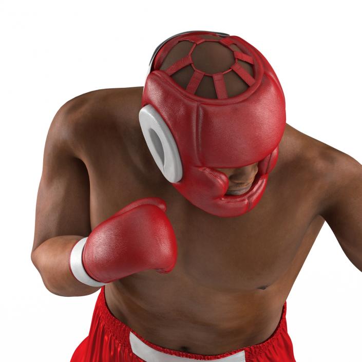 3D African American Boxer Red Suit Pose 3 model