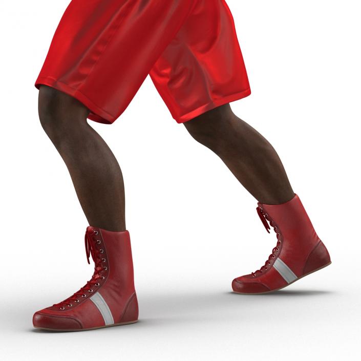 3D African American Boxer Red Suit Pose 3 model